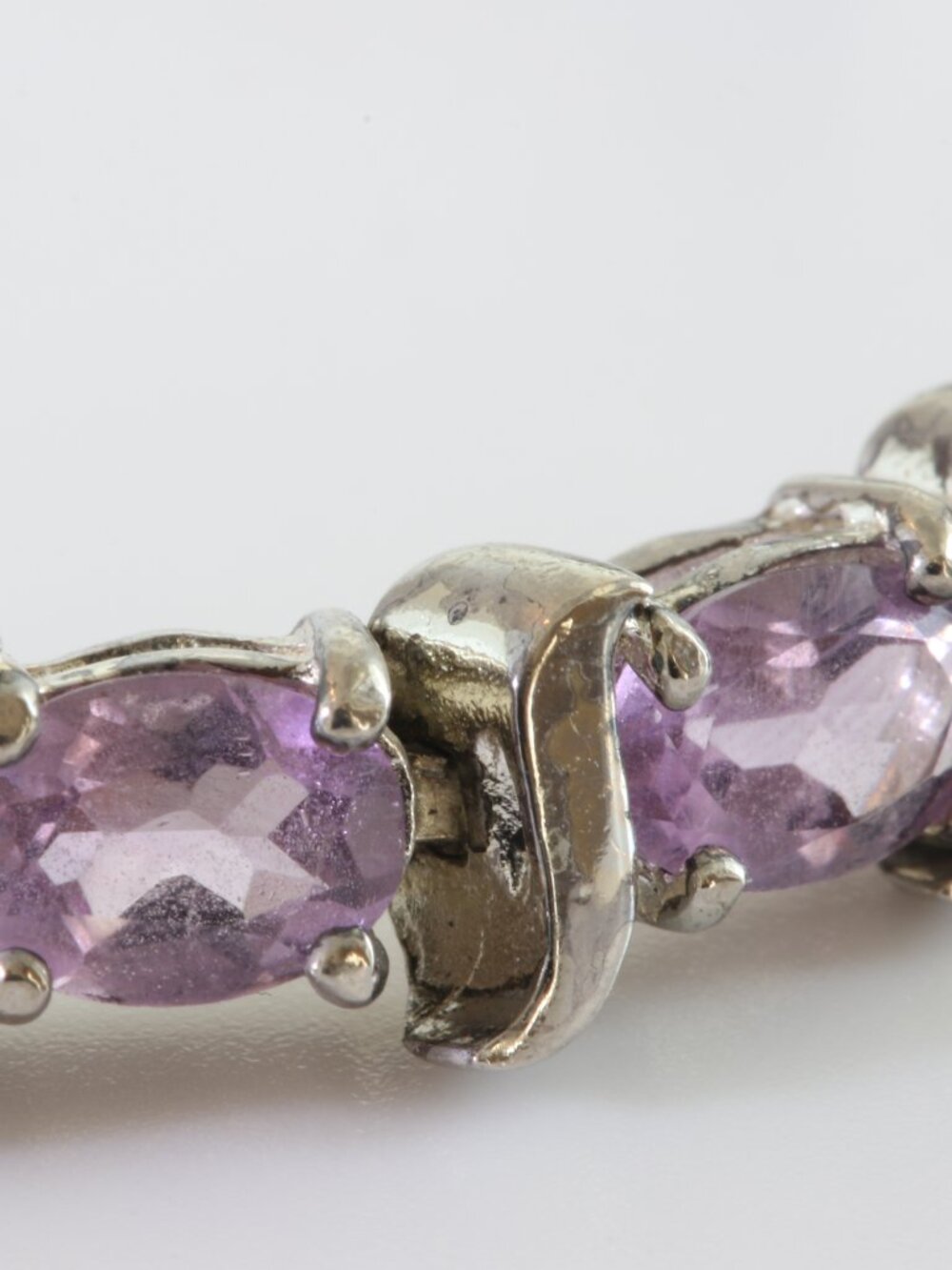 Vintage HAN Thai 925 Sterling Silver Amethyst Tennis Bracelet 7.5" - Picture 13 of 17